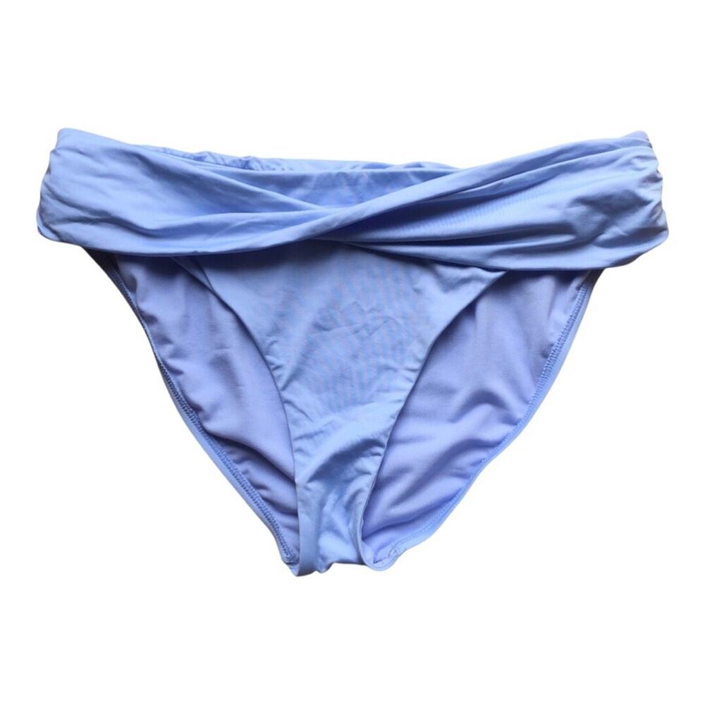 Gibson Latimer NWT Cornflower Blue Twist Front Bikini Bottom LG Ruched Side Swim
